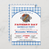 Blue Pset Vaderdag BBQ Party Invitation Briefkaart (Voorkant / Achterkant)