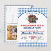 Blue Pset Vaderdag Photo BBQ Uitnodiging (Voorkant / Achterkant)