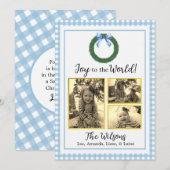 Blue Pset Wreate met Bow Kaart voor kerstfoto's (Voorkant / Achterkant)