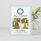 Blue Pset Wreate met Bow Kaart voor kerstfoto's (Staand voorkant)