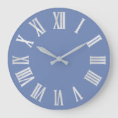 Blue Pstel Gray Metallic Silver Roman Numbers Grote Klok (Voorkant)