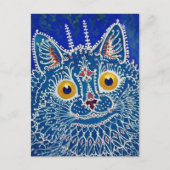 Blue Psychedelic Cat Louis Wain Briefkaart (Voorkant)