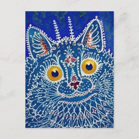 Blue Psychedelic Cat Louis Wain Briefkaart (Voorkant)