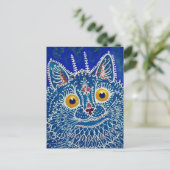 Blue Psychedelic Cat Louis Wain Briefkaart (Staand voorkant)