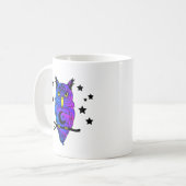 Blue Psychedelic Pagan Owl Koffiemok (Voorkant links)