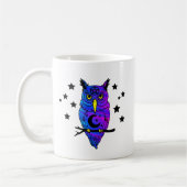 Blue Psychedelic Pagan Owl Koffiemok (Links)