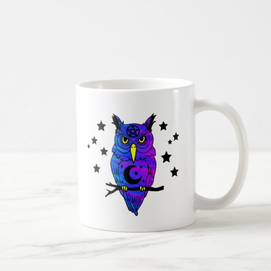 Blue Psychedelic Pagan Owl Koffiemok (Rechts)