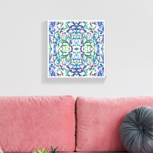Blue Psychedelic Pattern Canvas Afdruk (Insitu (Woonkamer))