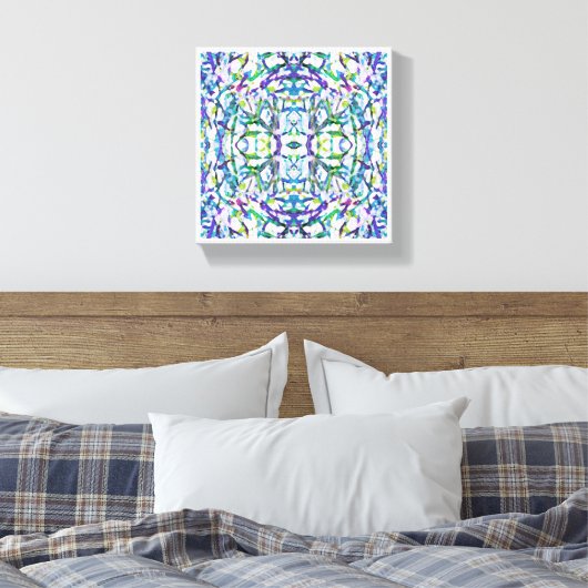 Blue Psychedelic Pattern Canvas Afdruk (Insitu (Slaapkamer))