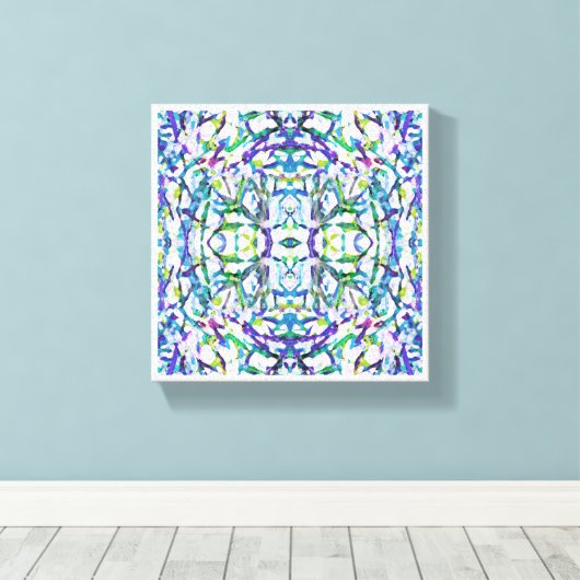 Blue Psychedelic Pattern Canvas Afdruk (Insitu (Houten vloer))