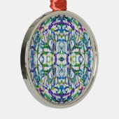 Blue Psychedelic Pattern Metalen Ornament (Rechts)
