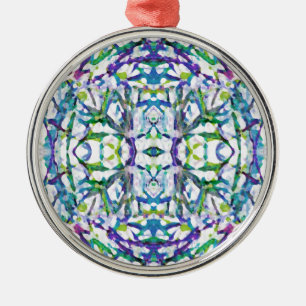 Blue Psychedelic Pattern Metalen Ornament