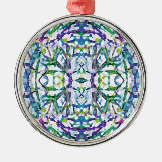 Blue Psychedelic Pattern Metalen Ornament (Voorkant)