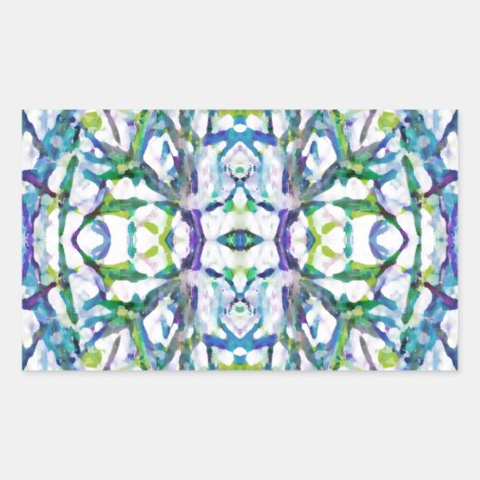 Blue Psychedelic Pattern Rechthoekige Sticker (Voorkant)