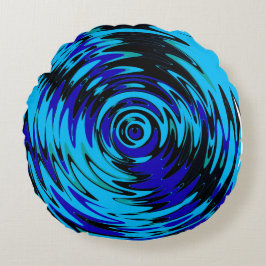 Blue Psychedelic Pouf Swirl Pattern Sierkussen Rond Kussen