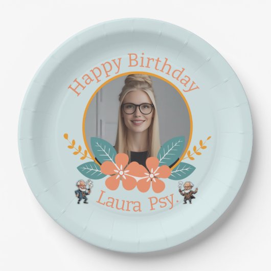 Blue Psychology Editable Photo Frame Dual Freud Ca Papieren Bordje (Voorkant)