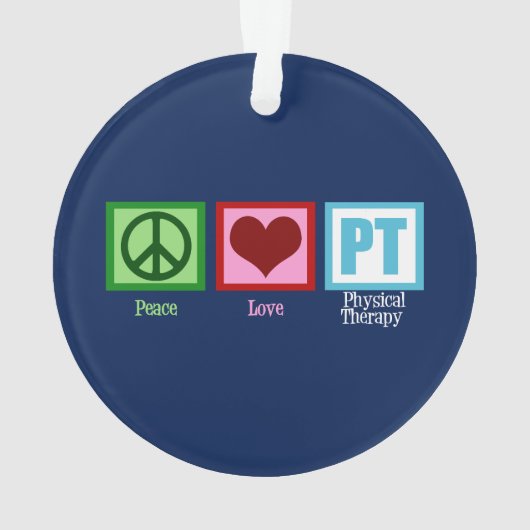 Blue PT Peace Love Physical Therapy Kerstmis Ornament (achterkant)