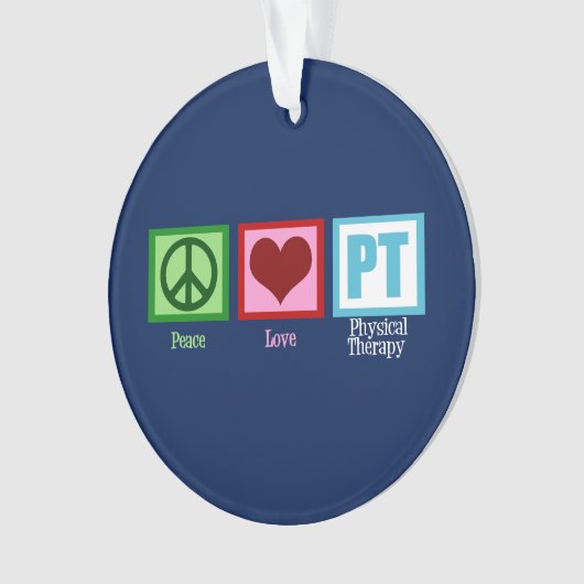 Blue PT Peace Love Physical Therapy Kerstmis Ornament (voorkant)