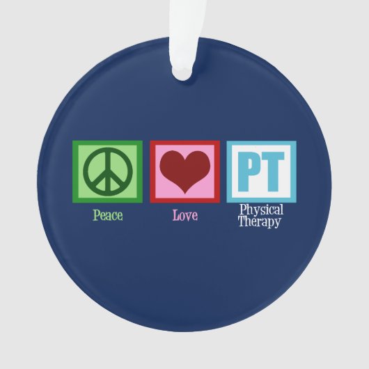 Blue PT Peace Love Physical Therapy Kerstmis Ornament (voorkant)
