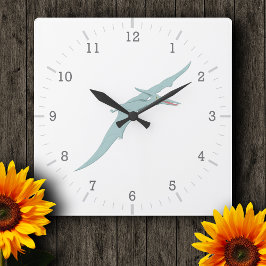 Blue Pterodactyl Dinosaur 4 Vierkante Klok