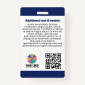Blue PTSS Service Dog Logo QR Code Foto-ID Badge (Achterkant)