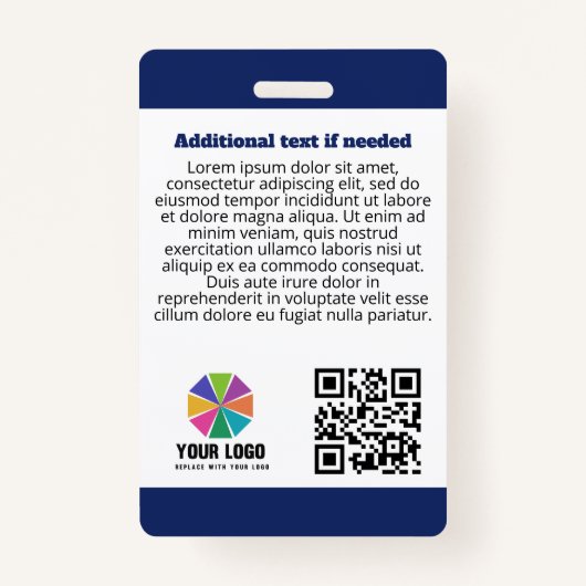 Blue PTSS Service Dog Logo QR Code Foto-ID Badge (Achterkant)