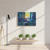 Blue Pulse Detroit Sunset - Elektrische stad vibes Canvas Afdruk
