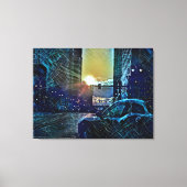 Blue Pulse Detroit Sunset - Elektrische stad vibes Canvas Afdruk (Voorkant)