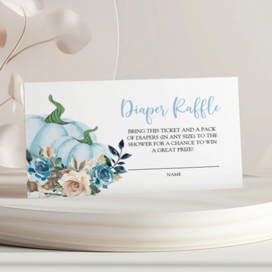 Blue Pumpkin and Flowers Diaper Raffle  Informatiekaartje