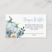 Blue Pumpkin and Flowers Diaper Raffle Informatiekaartje (Voorkant)