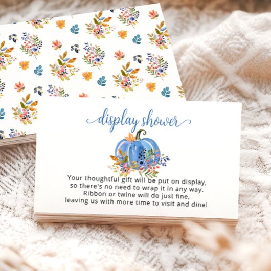 Blue Pumpkin Autumn Baby Shower Display Shower Informatiekaartje
