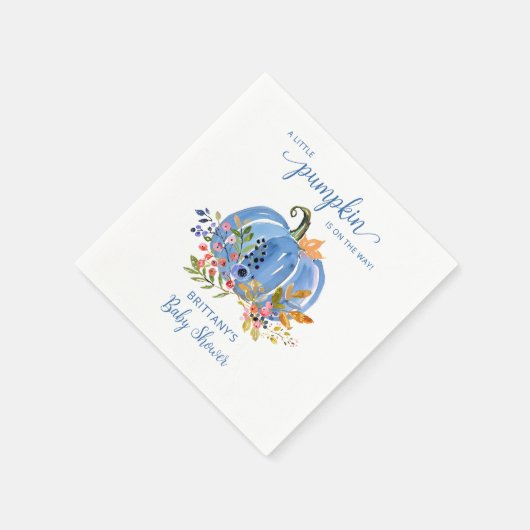 Blue Pumpkin Autumn Floral Baby Shower Servet (Hoek)