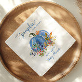 Blue Pumpkin Autumn Floral Baby Shower Servet