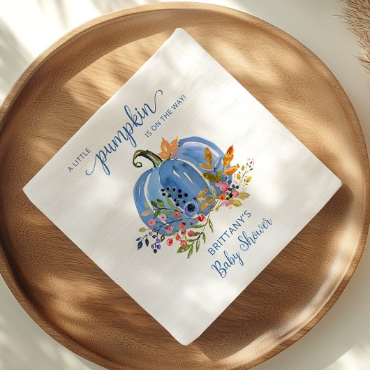 Blue Pumpkin Autumn Floral Baby Shower Servet