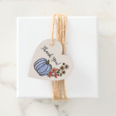 Blue Pumpkin Autumn Harvest Boy Baby shower Bedankjes Labels (In situ)