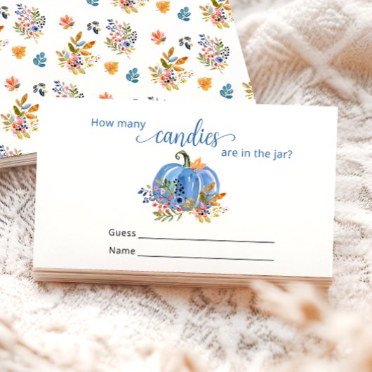 Blue Pumpkin Autumn How many Candies Informatiekaartje