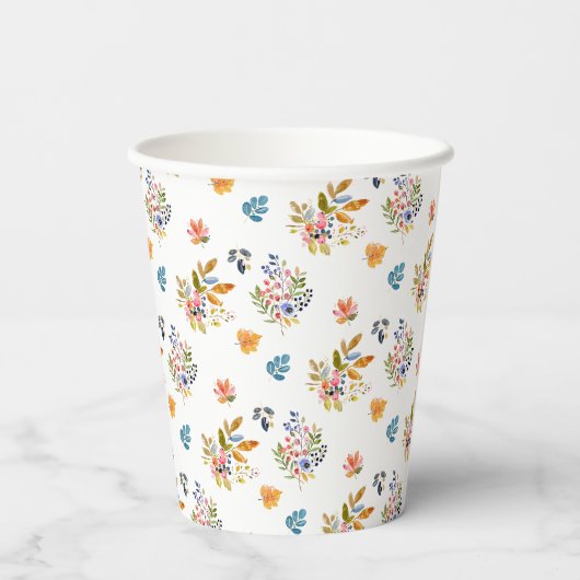 Blue Pumpkin Autumn Whimsical Baby Shower Papieren Bekers (Achterkant)