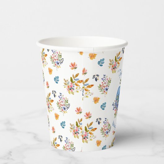 Blue Pumpkin Autumn Whimsical Baby Shower Papieren Bekers (Rechts)