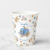 Blue Pumpkin Autumn Whimsical Baby Shower Papieren Bekers (Voorkant)