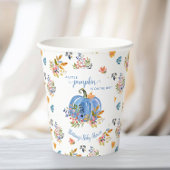 Blue Pumpkin Autumn Whimsical Baby Shower Papieren Bekers