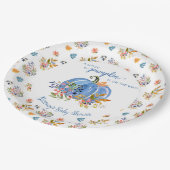 Blue Pumpkin Autumn Whimsical Baby Shower Papieren Bordje (Gekanteld)
