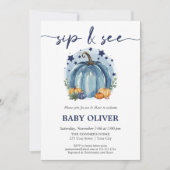 Blue Pumpkin Baby Boy Herfst Sip en See Meet Greet Kaart (Voorkant)