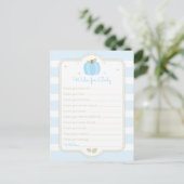 Blue Pumpkin Baby Boy Shower Wishes voor Baby Briefkaart (Staand voorkant)