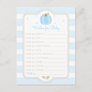 Blue Pumpkin Baby Boy Shower Wishes voor Baby Briefkaart