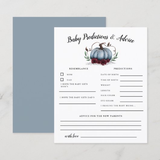 Blue Pumpkin Baby Predictions & Advice Kaart (Voorkant / Achterkant)
