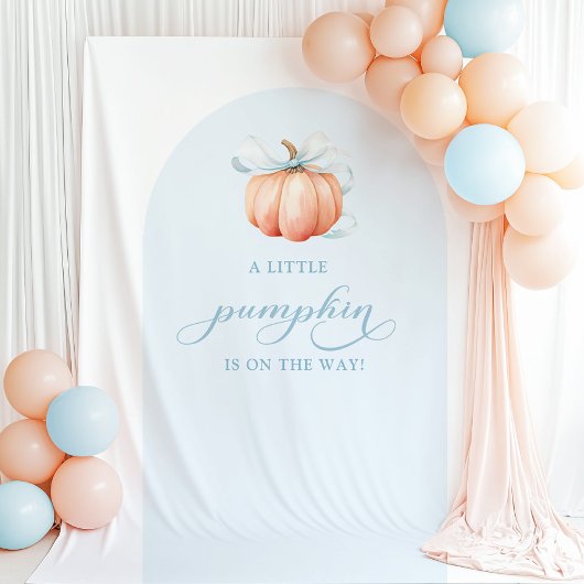 Blue Pumpkin Baby Shower Arch Backdrop Tapestry Wandkleed