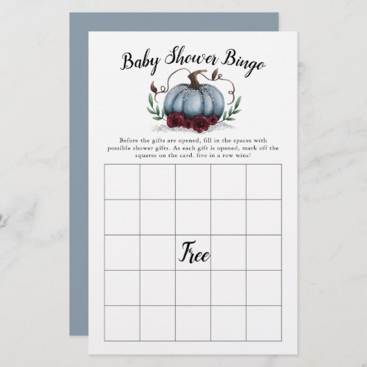 Blue Pumpkin Baby shower Bingo Game (Voorkant / Achterkant)