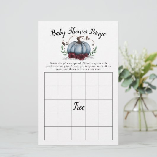 Blue Pumpkin Baby shower Bingo Game (Staand voorkant)