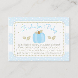 Blue Pumpkin Baby shower Boek Aanvraag Informatiekaartje