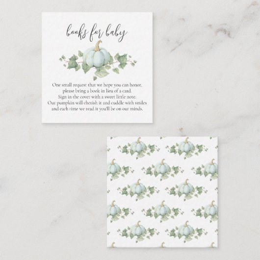 Blue Pumpkin Baby shower Boek Aanvraag Kaarten (Voorkant / Achterkant)